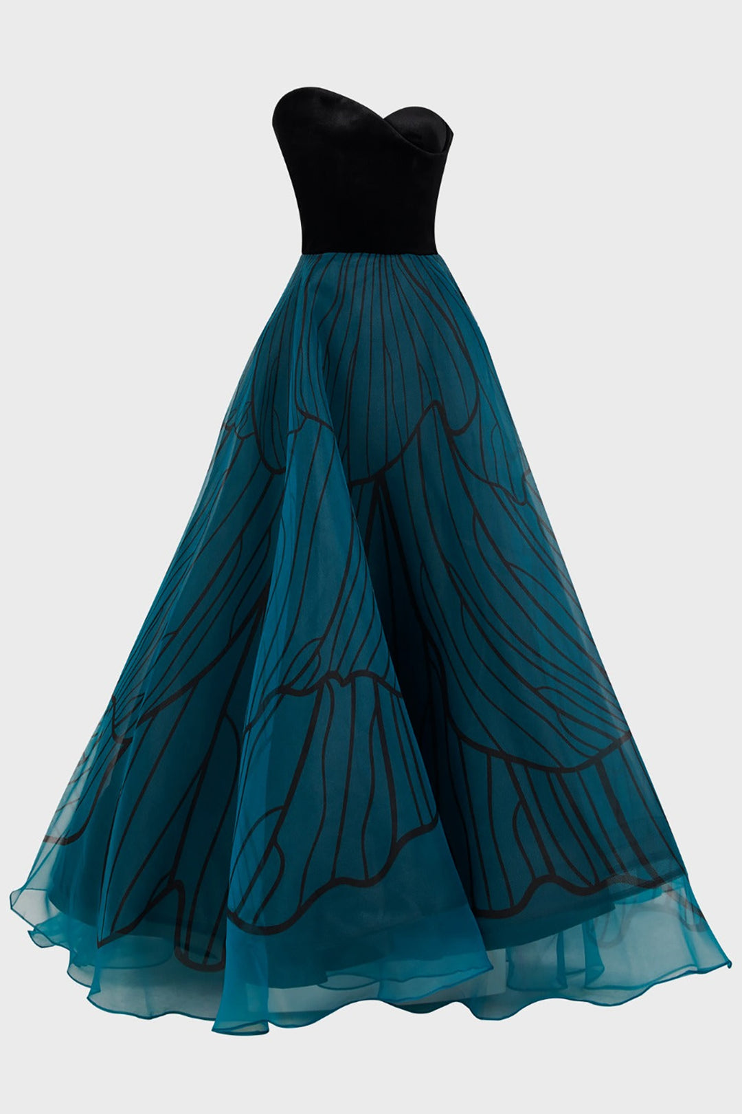 Velvet Bust Long Dress with Corset Details