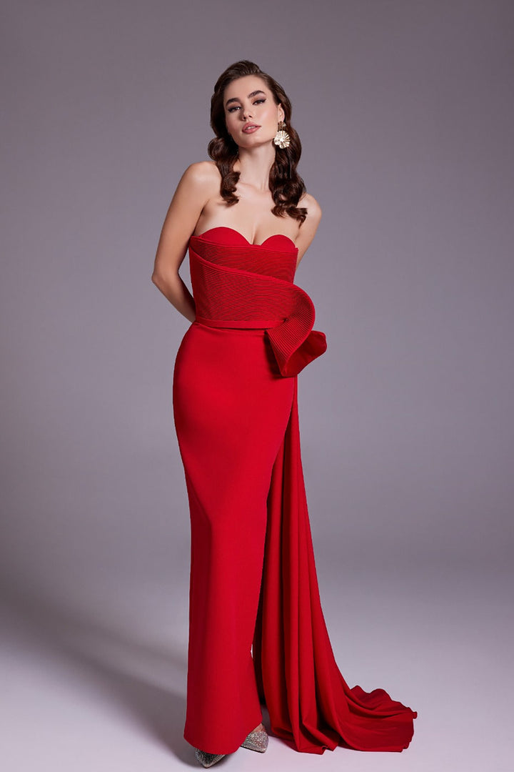 Crepe Strapless Mermaid Dress with Corset