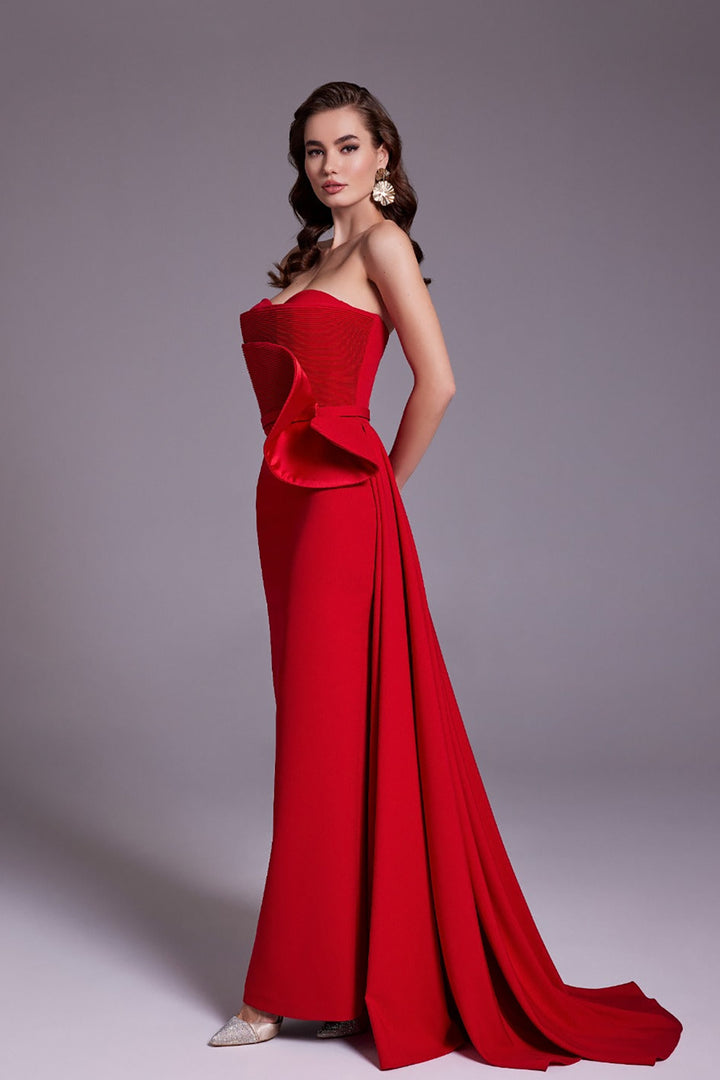 Crepe Strapless Mermaid Dress with Corset