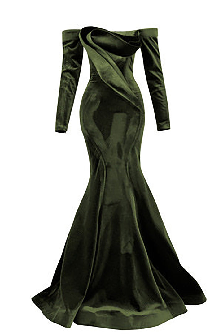 Velvet Draped Dress with Corset-Bust Drapes