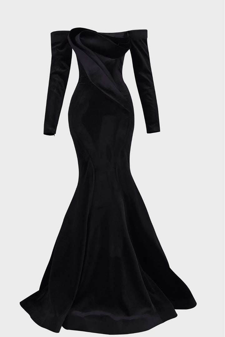 Velvet Draped Dress with Corset-Bust Drapes