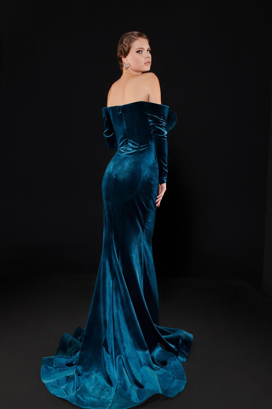 Velvet Draped Dress with Corset-Bust Drapes