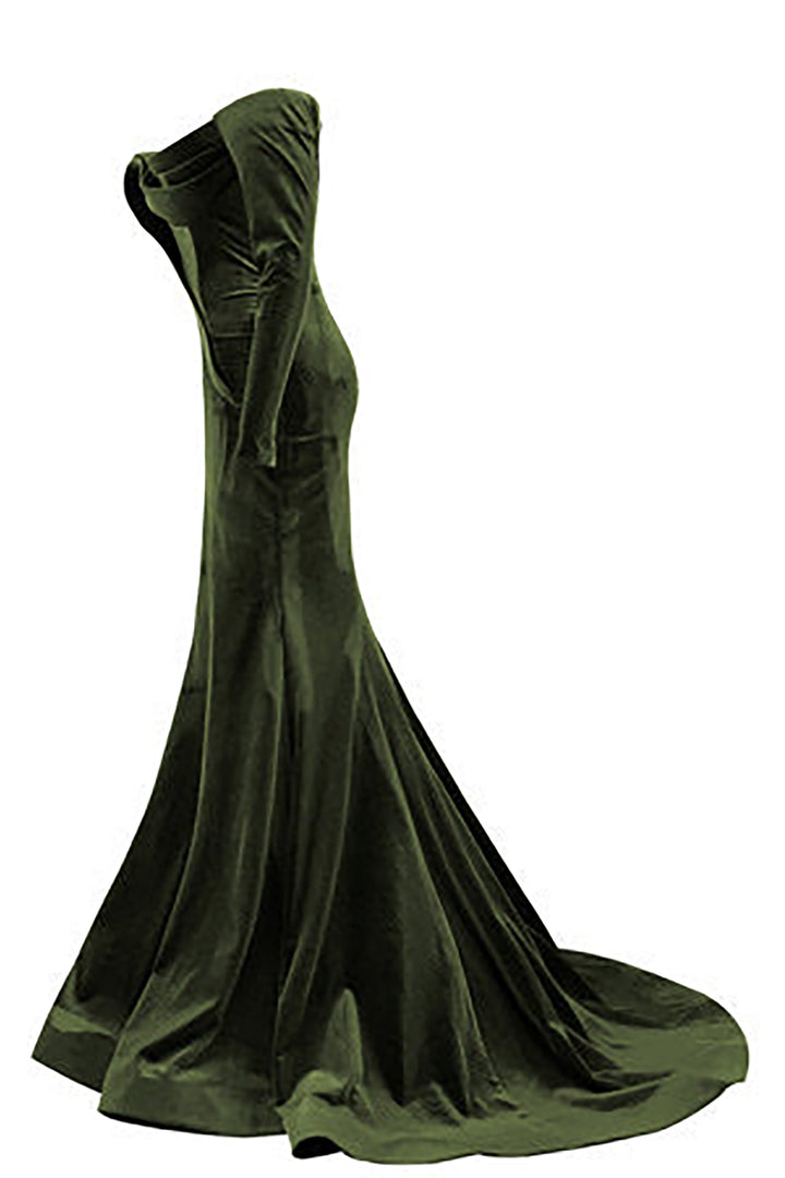 Velvet Draped Dress with Corset-Bust Drapes