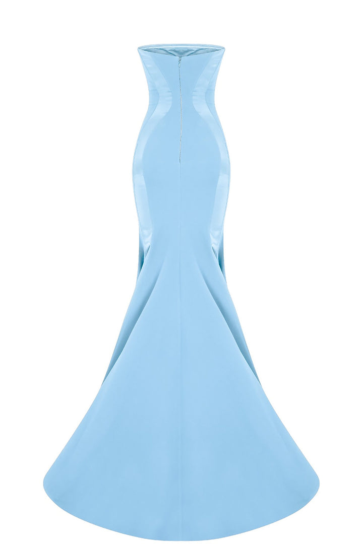 Crepe-Silk Strapless Mermaid Dress with Tail