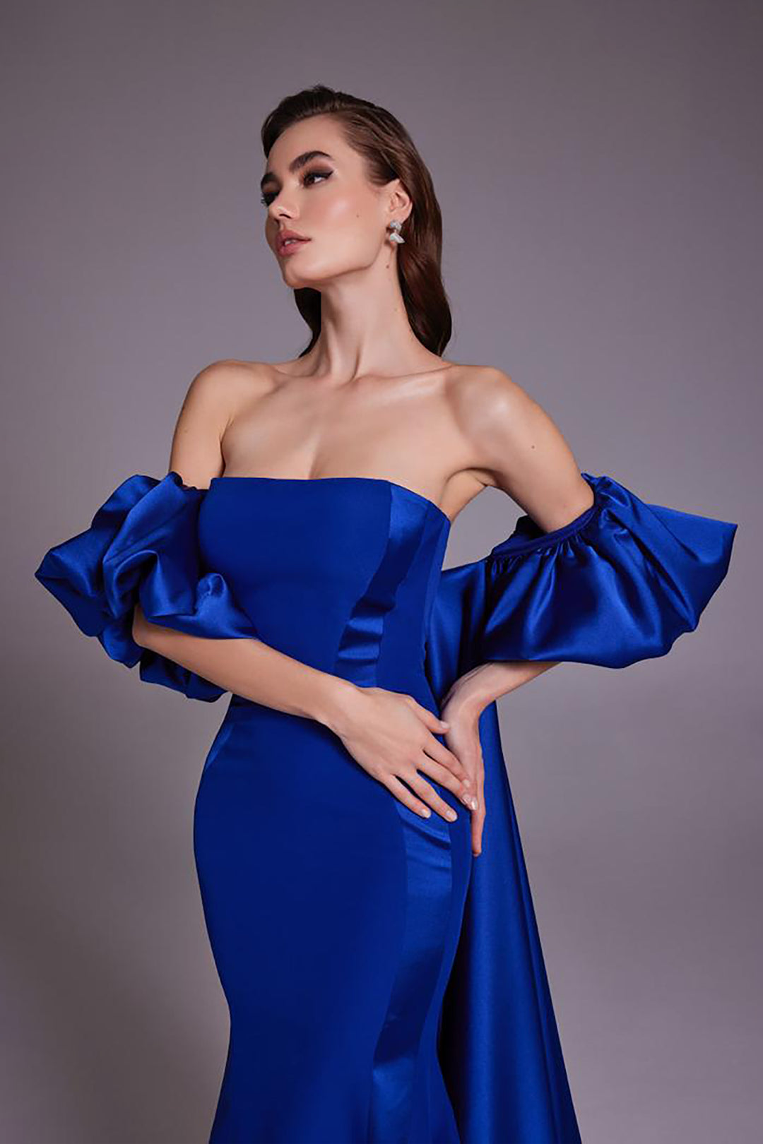 Crepe-Silk Strapless Mermaid Dress with Tail