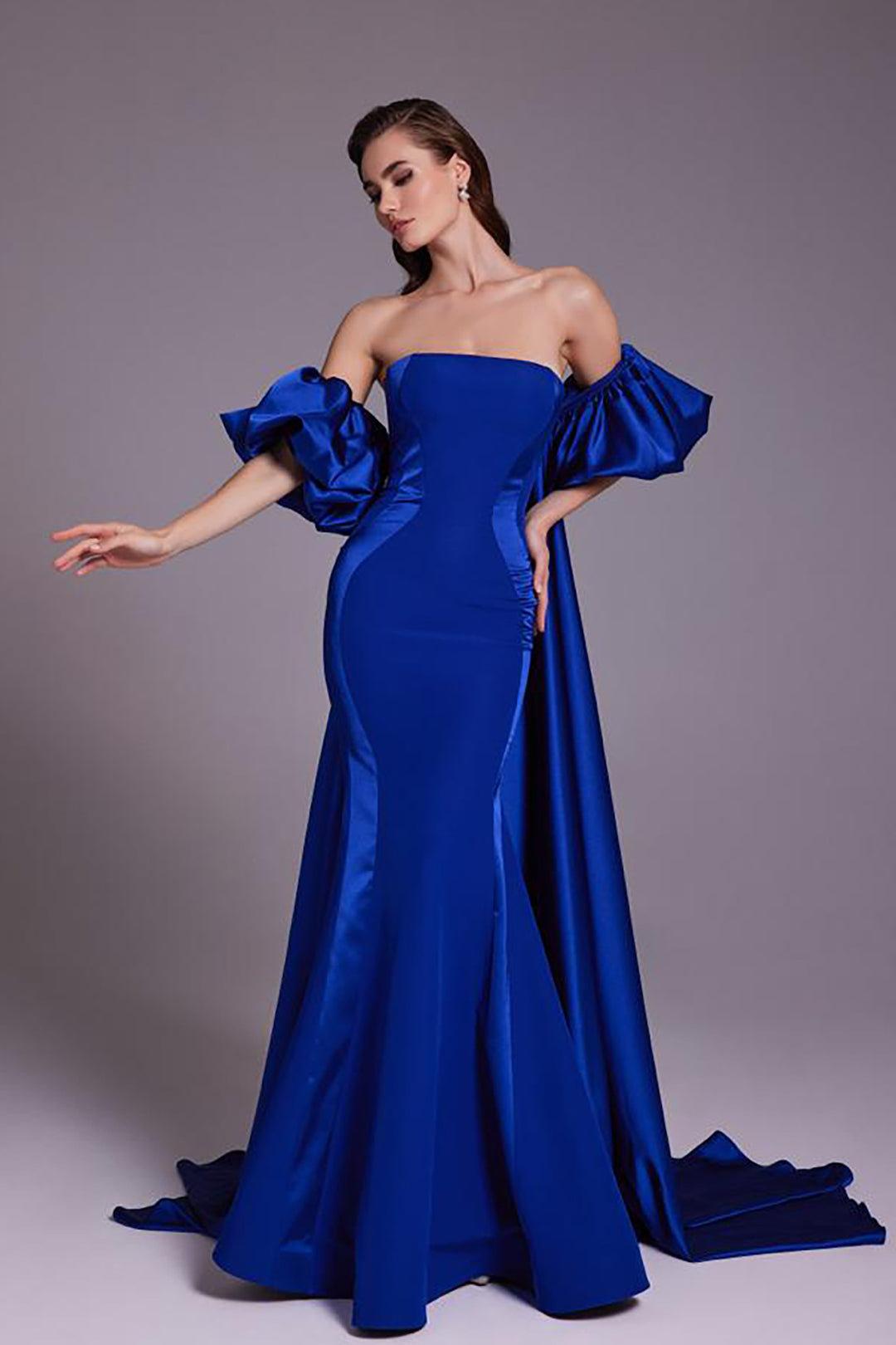 mermaid dress tail Yellow Mermaid Halter Satin Prom Dresses With Tail Evening Dress, Sky Blue / 00
