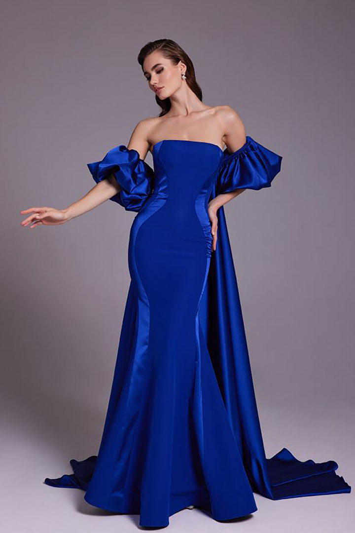 Crepe-Silk Strapless Mermaid Dress with Tail
