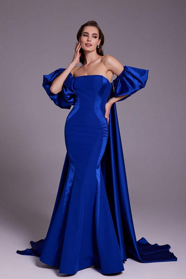 Crepe-Silk Strapless Mermaid Dress with Tail