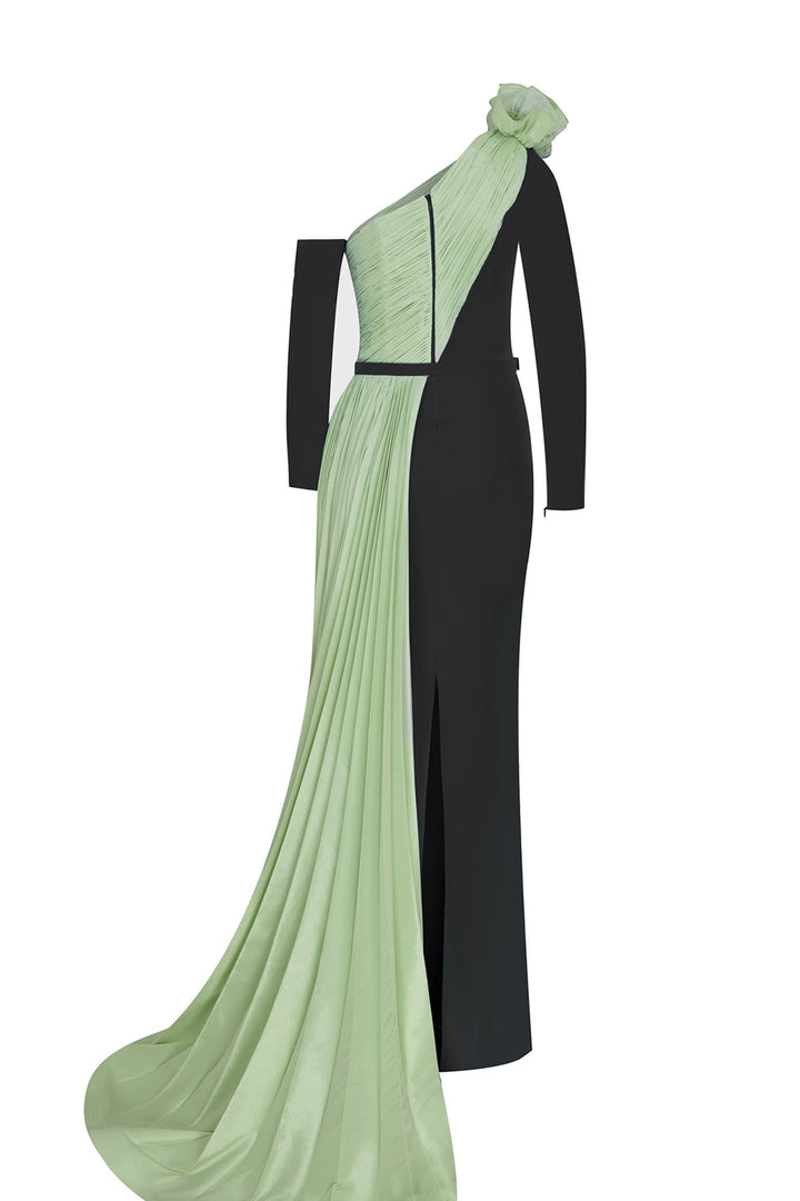 Crepe-Tafta Dress with Asymmetry