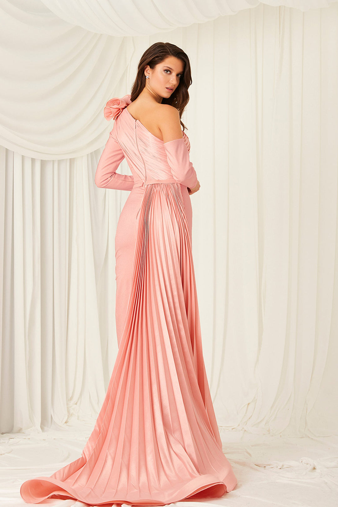 Crepe-Tafta Dress with Asymmetry