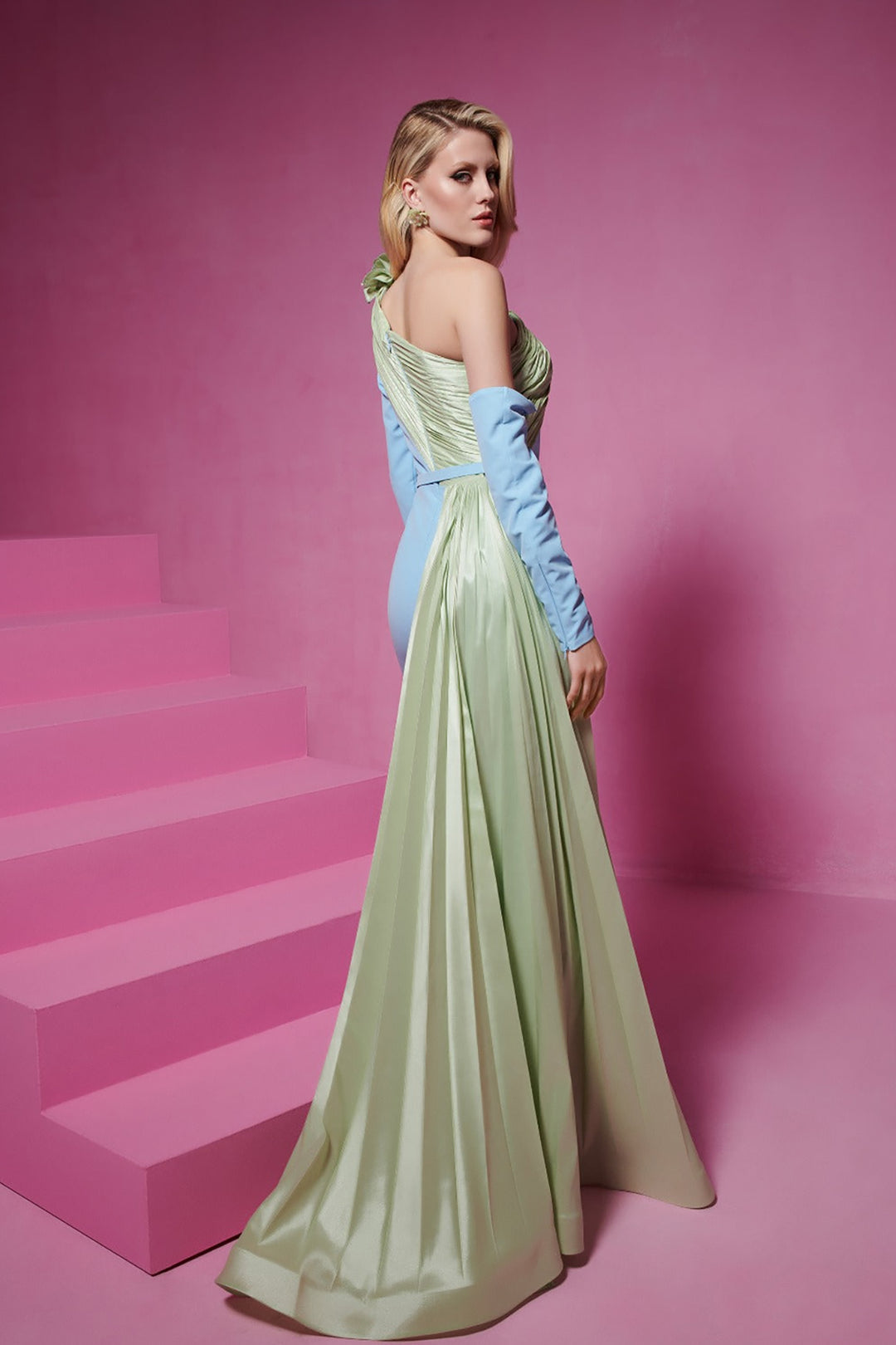 Crepe-Tafta Dress with Asymmetry