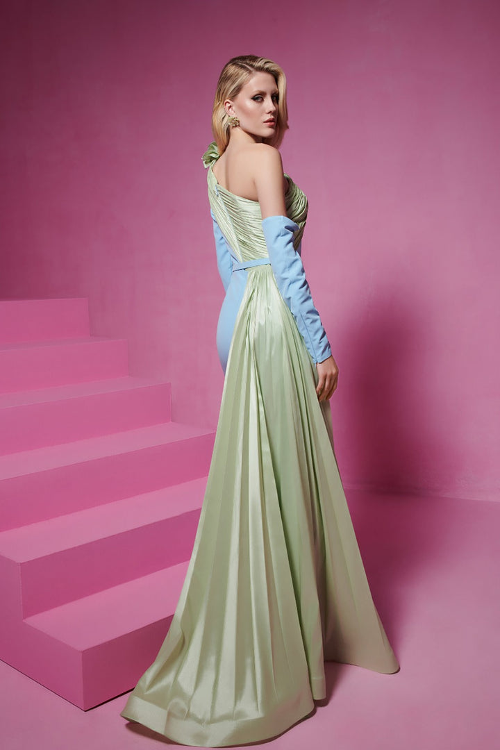 Crepe-Tafta Dress with Asymmetry