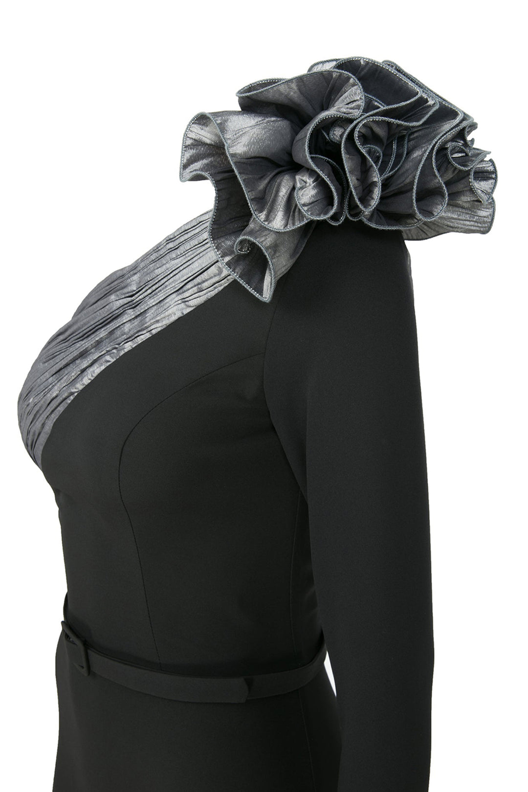 Crepe-Tafta Dress with Asymmetry