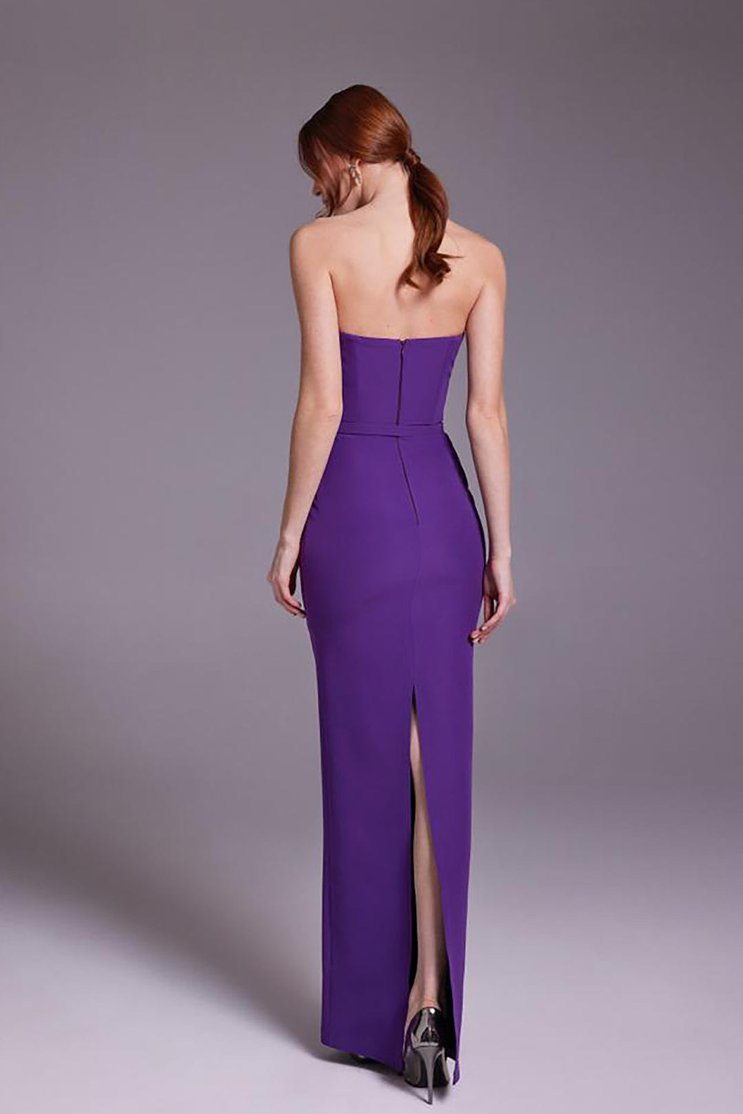 Crepe and Satin Dress with Cape Detail