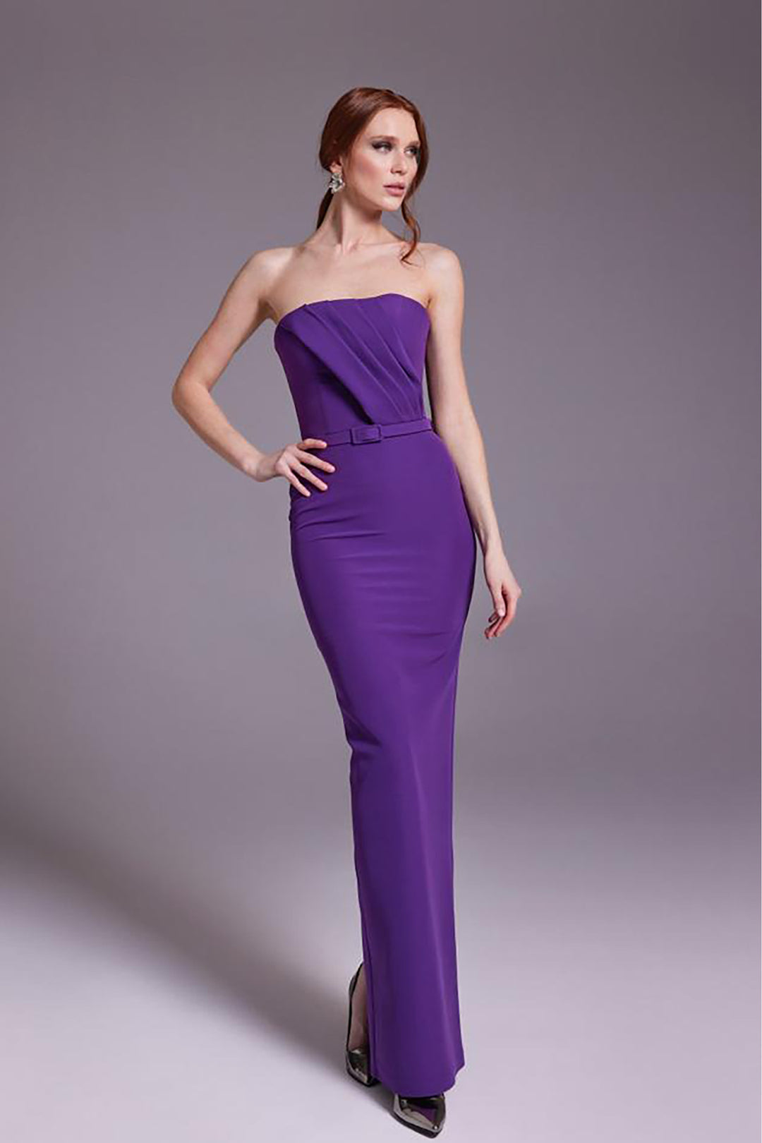 Crepe and Satin Dress with Cape Detail