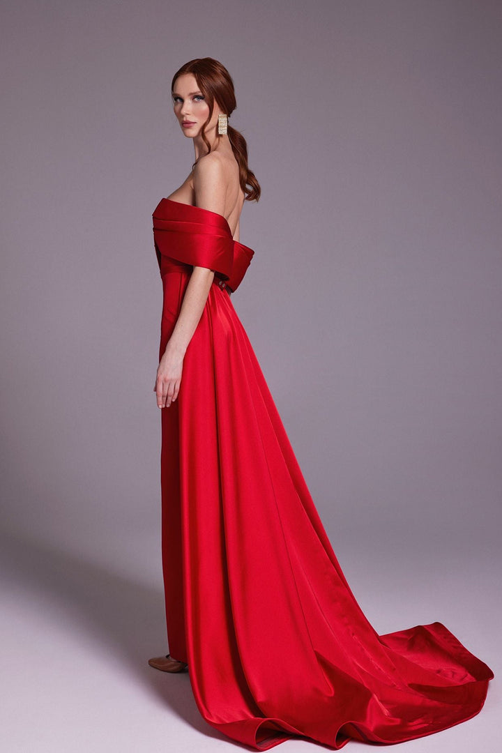 Crepe Strapless Mermaid Dress with Embellished Bust