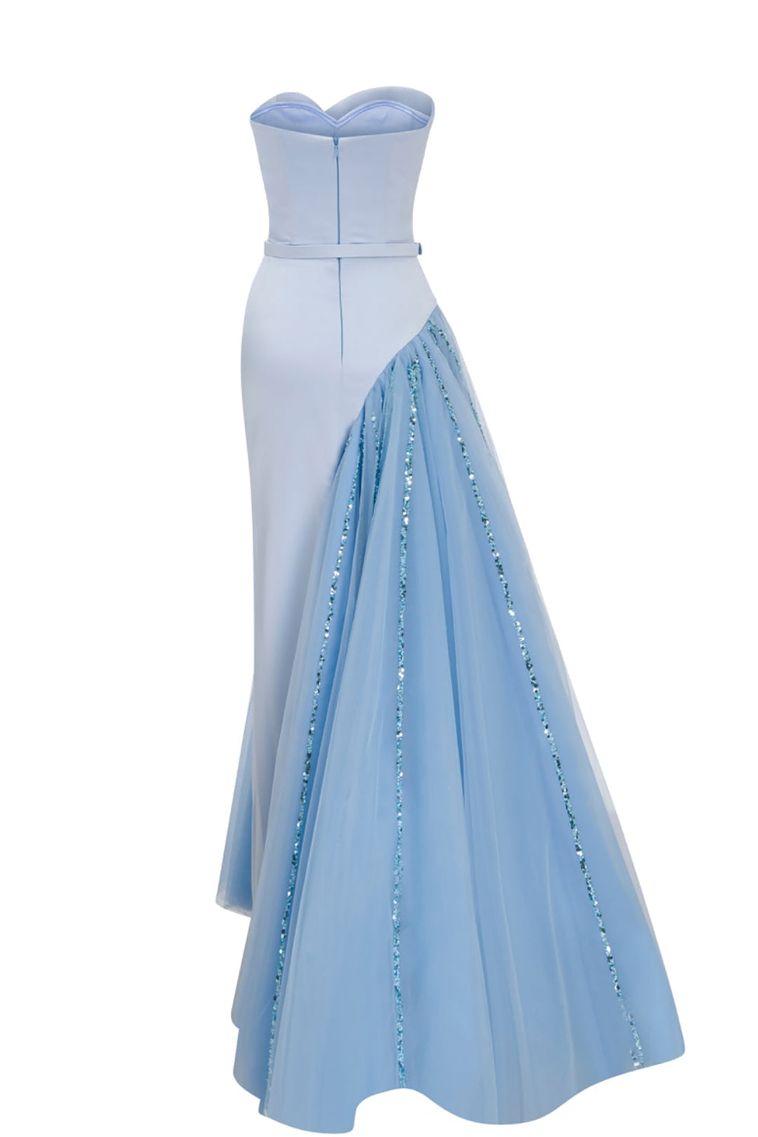 Satin Beaded Dress with Strapless Heart Bust