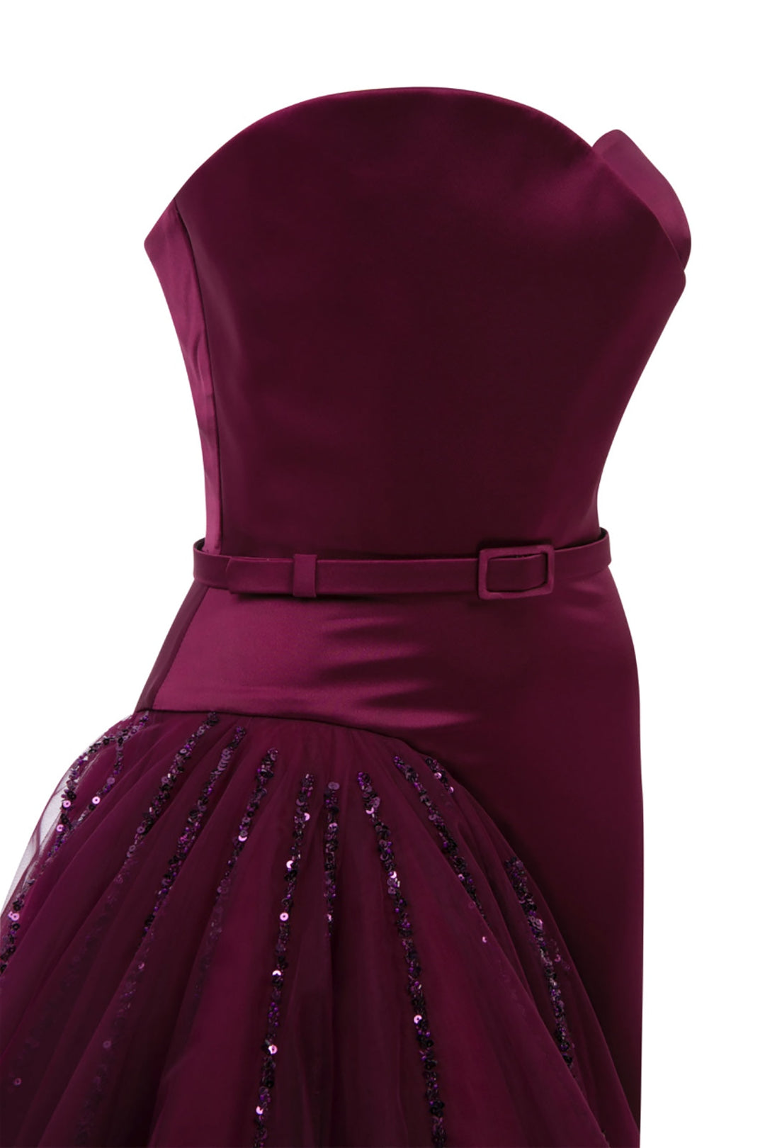 Satin Beaded Dress with Strapless Heart Bust