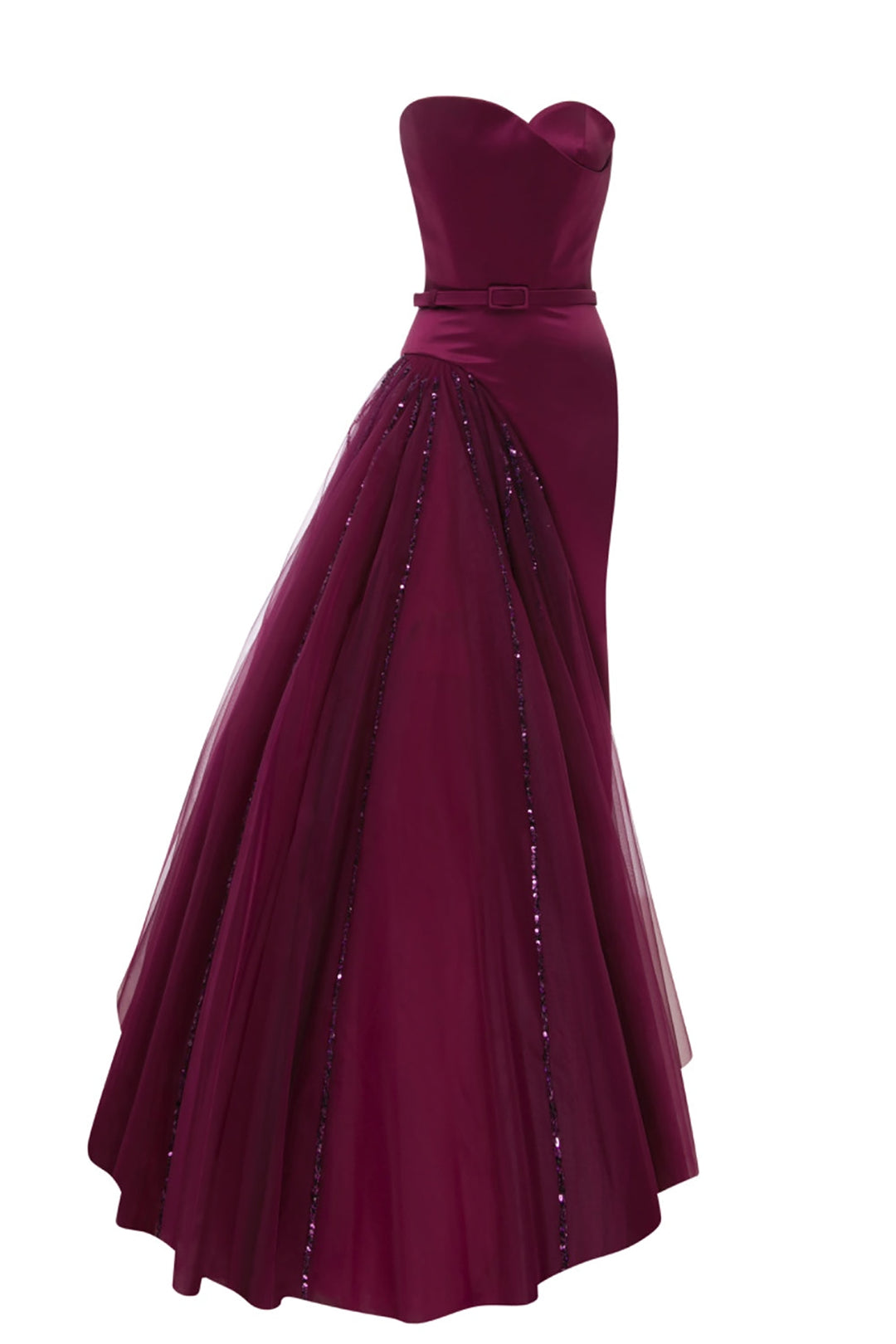 Satin Beaded Dress with Strapless Heart Bust