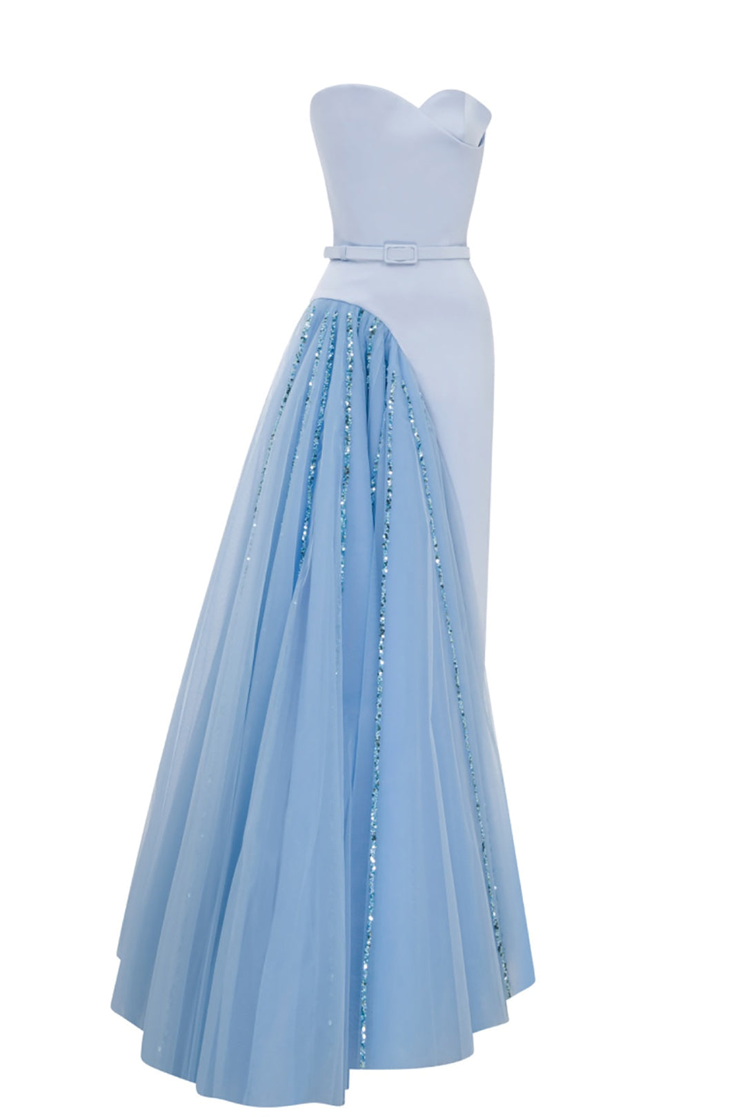 Satin Beaded Dress with Strapless Heart Bust