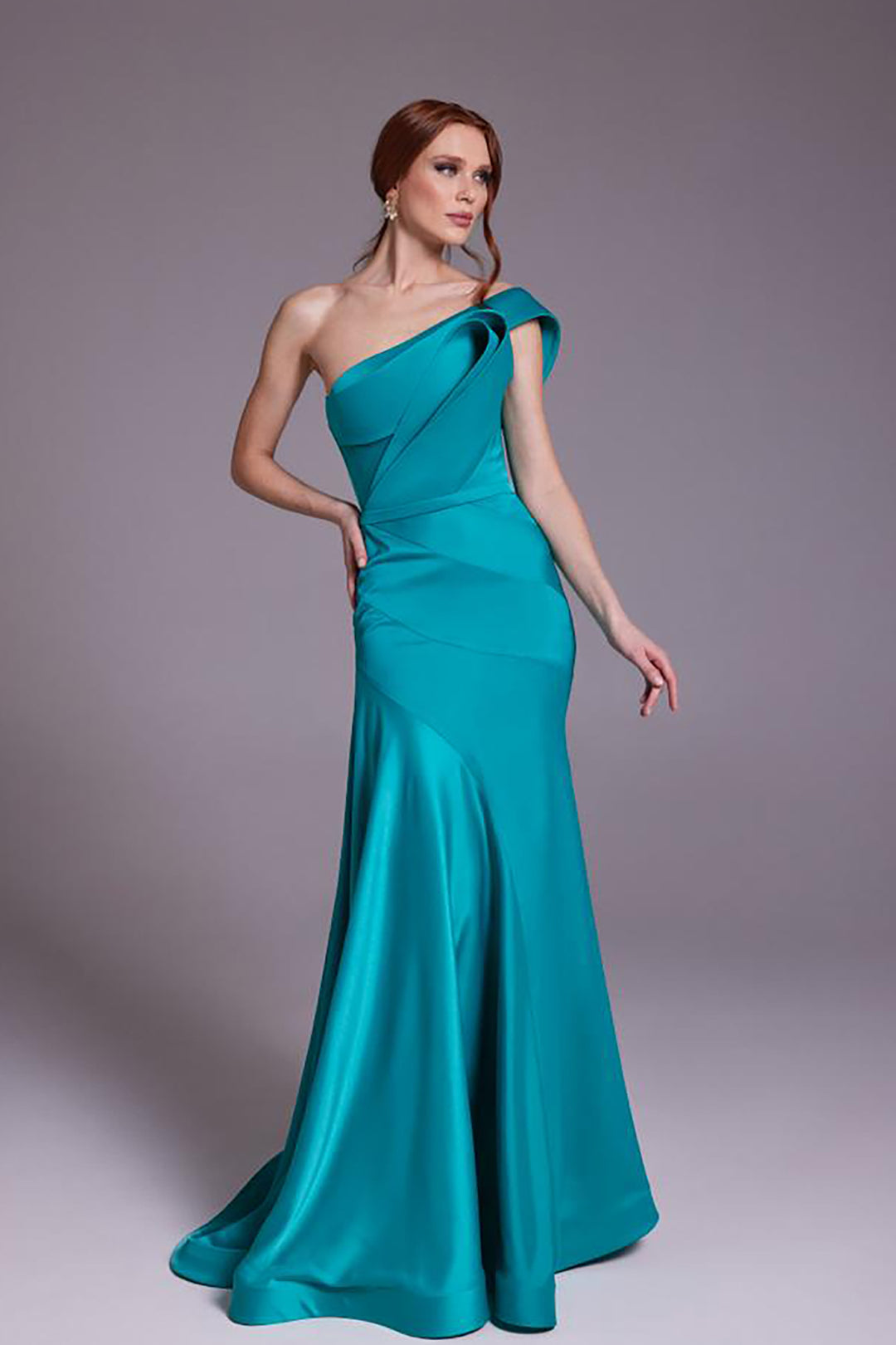 Satin Silk Strapless Mermaid Dress with Belt