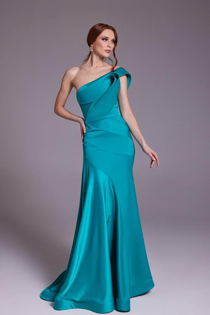 Satin Silk Strapless Mermaid Dress with Belt