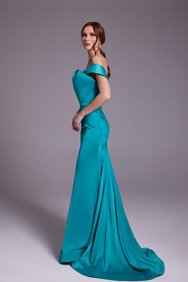 Satin Silk Strapless Mermaid Dress with Belt