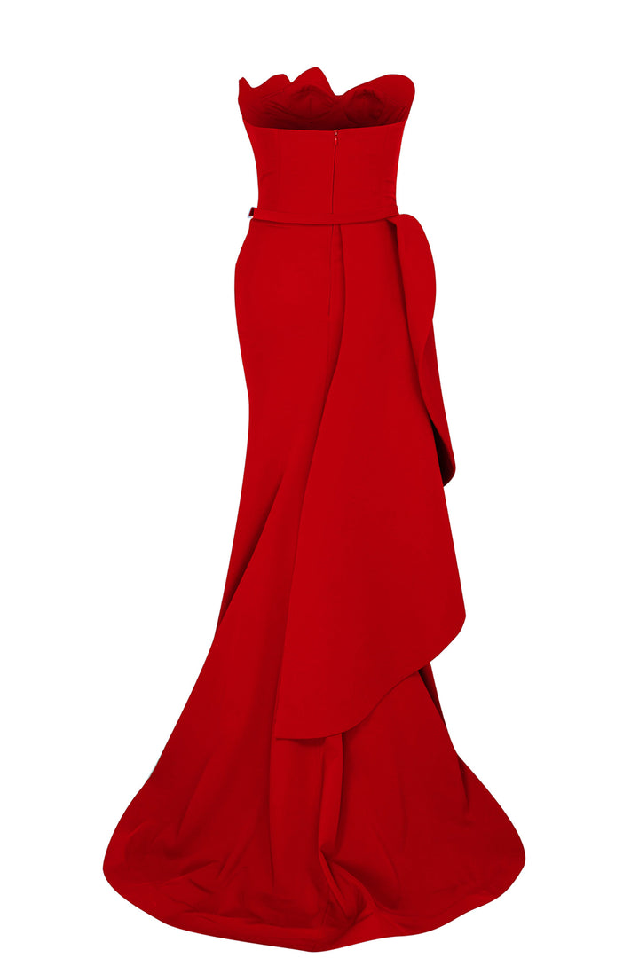 Crepe Dress with Beaded Strapless Top