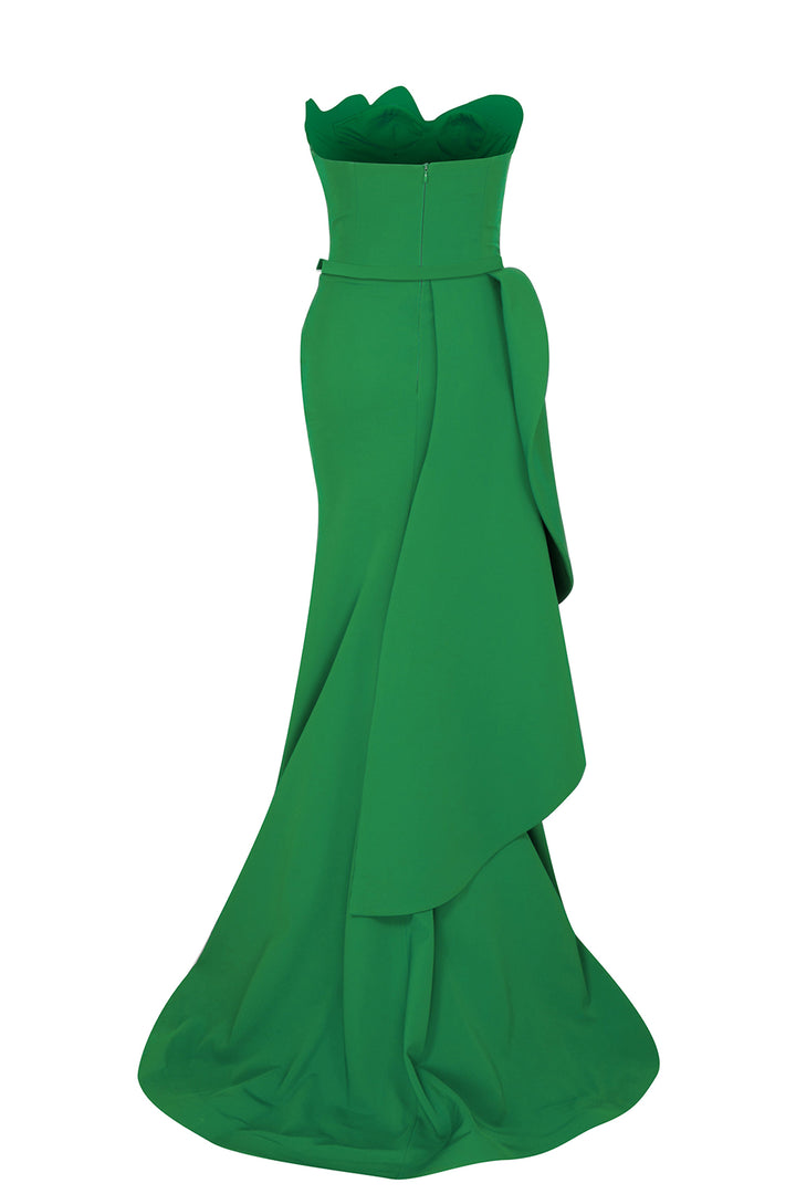 Crepe Dress with Beaded Strapless Top