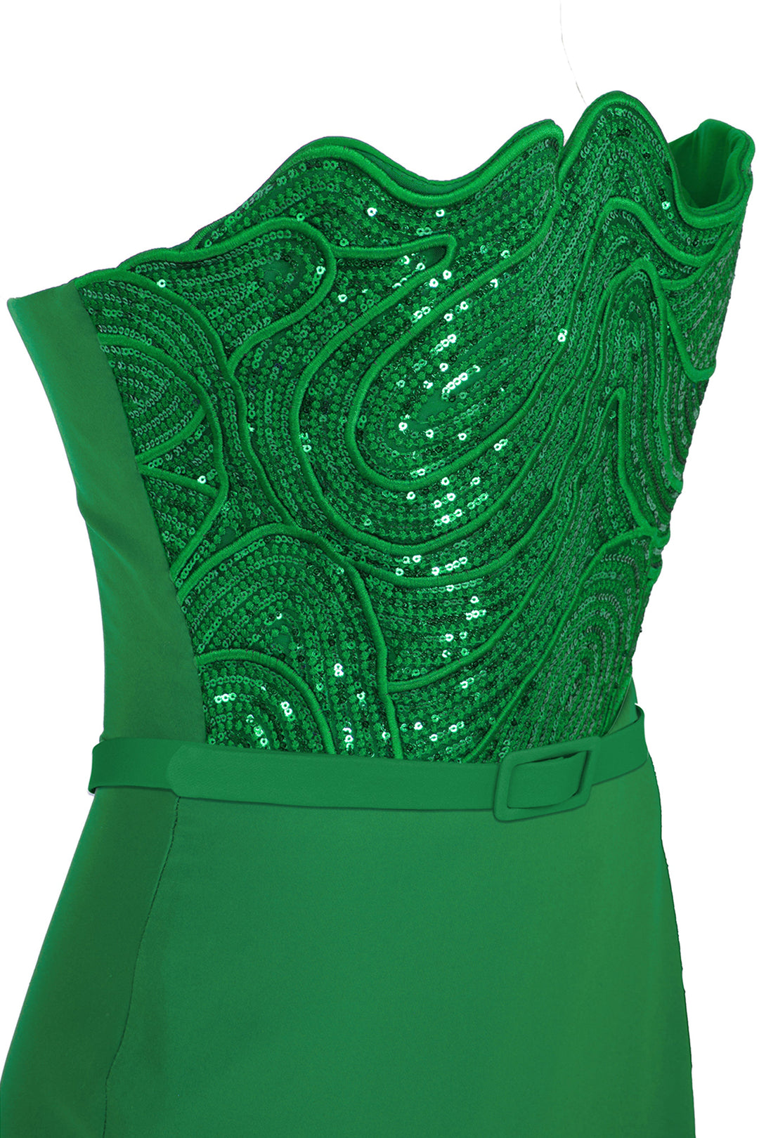 Crepe Dress with Beaded Strapless Top