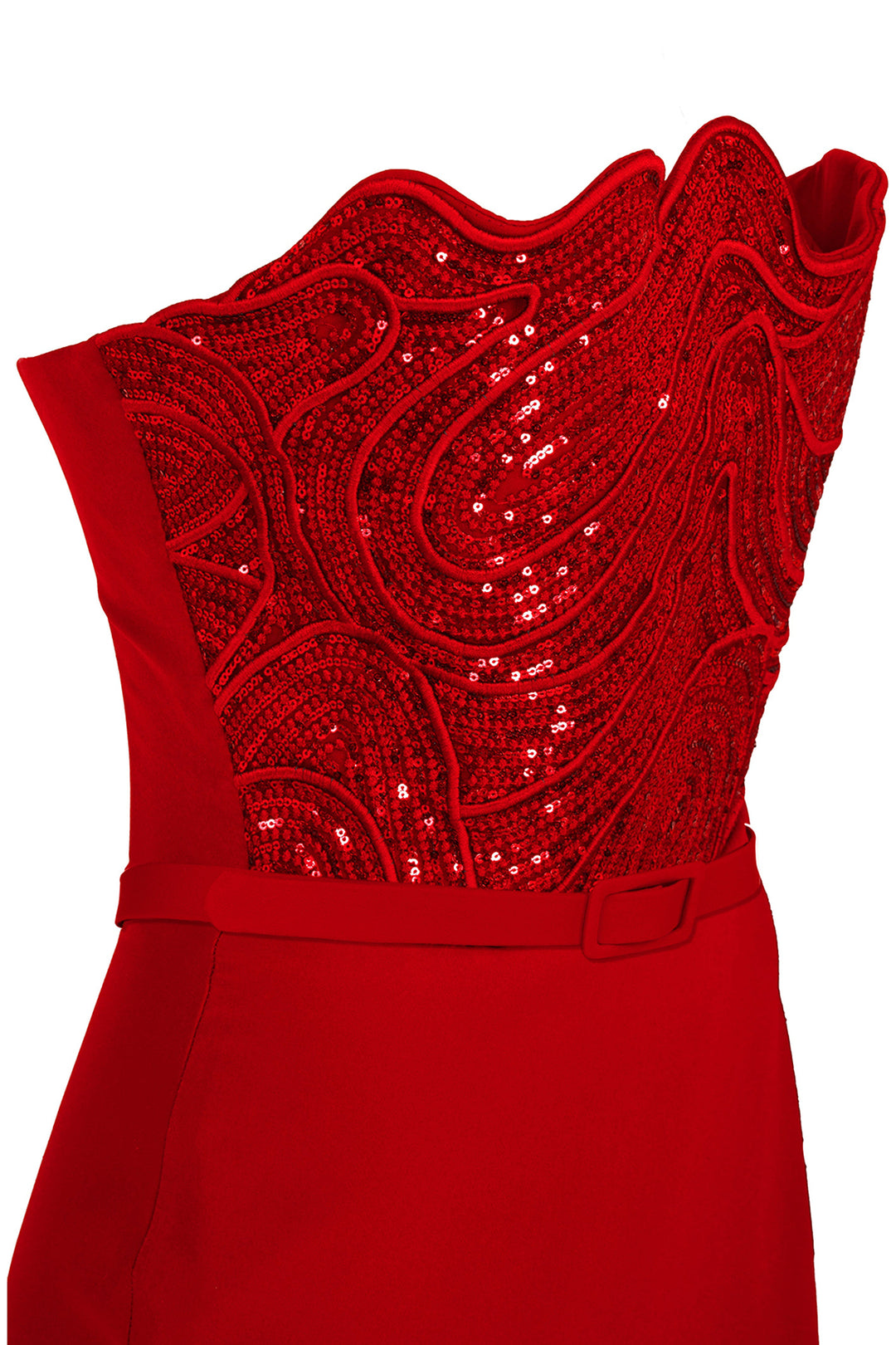 Crepe Dress with Beaded Strapless Top