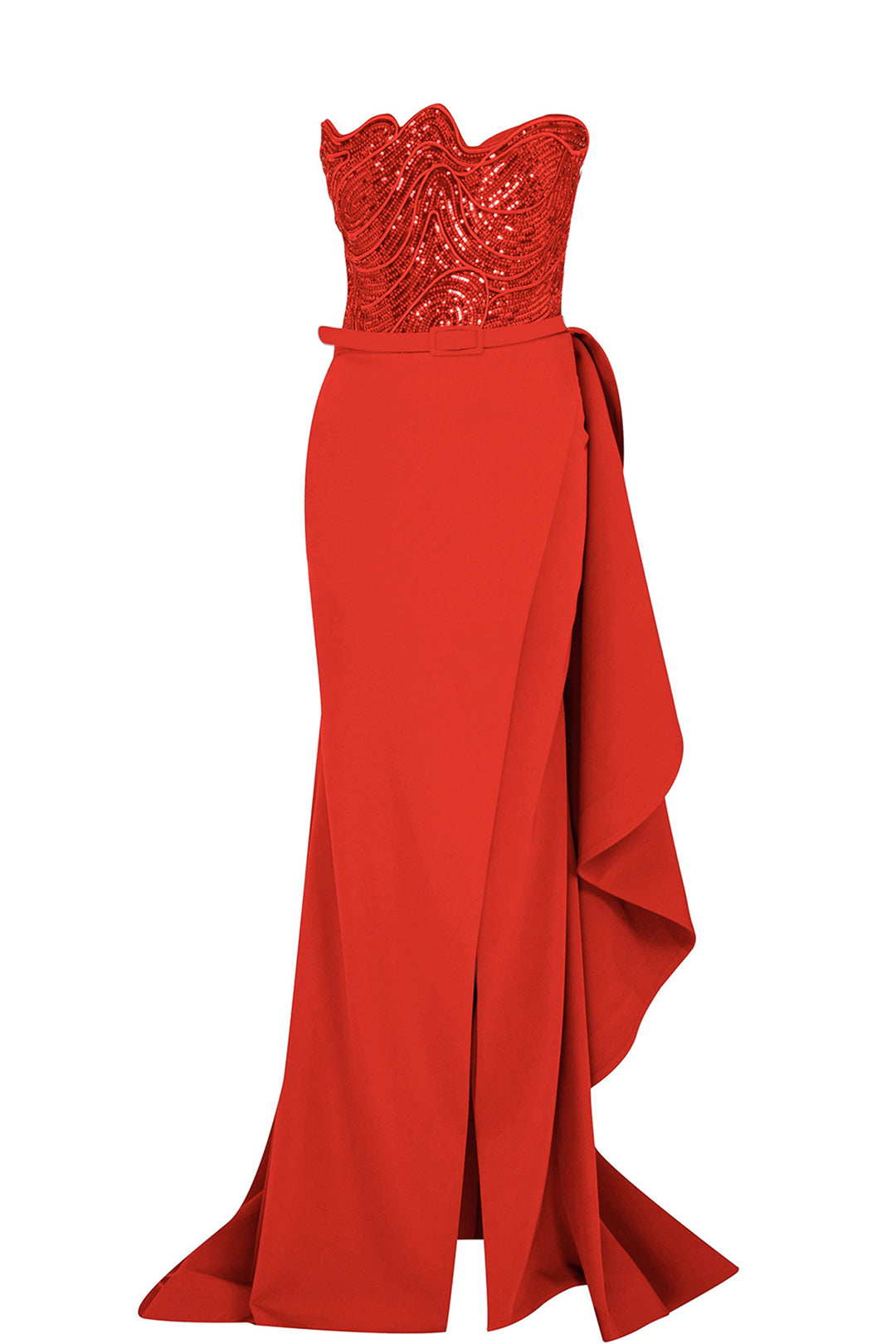 Crepe Dress with Beaded Strapless Top