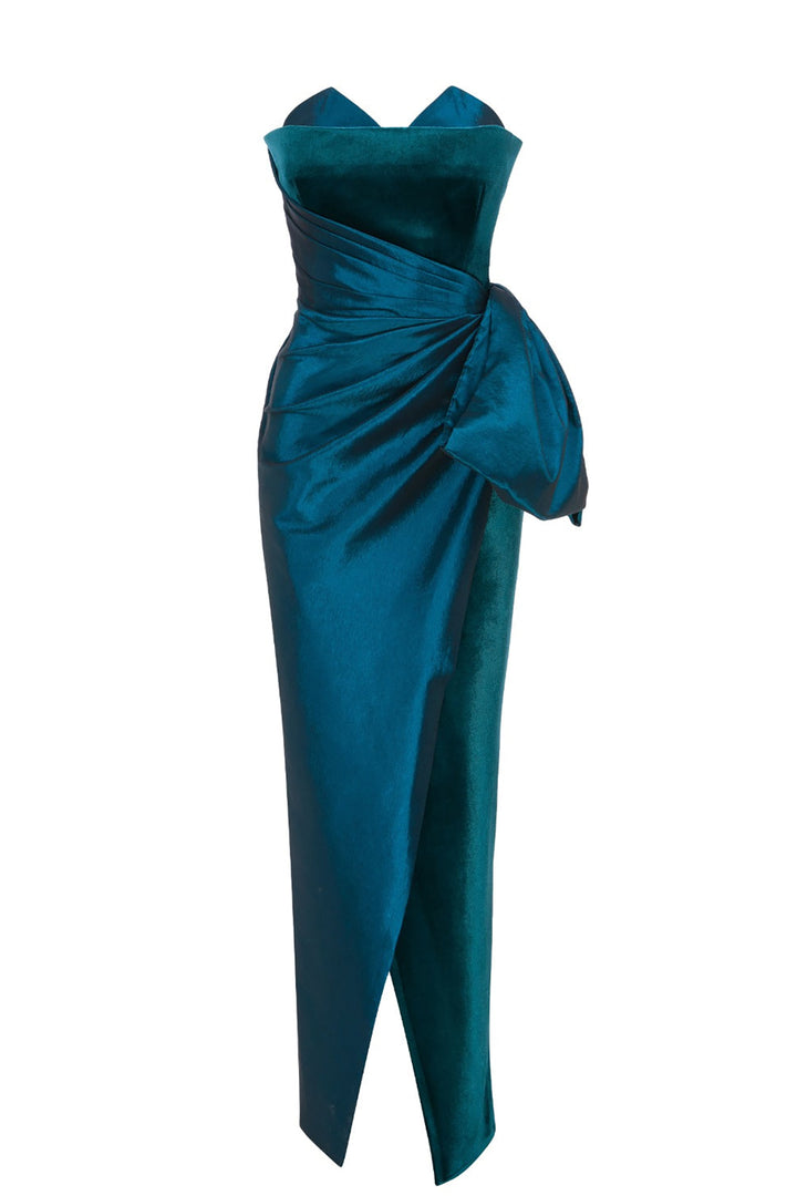 Velvet Tafta Dress with Corset