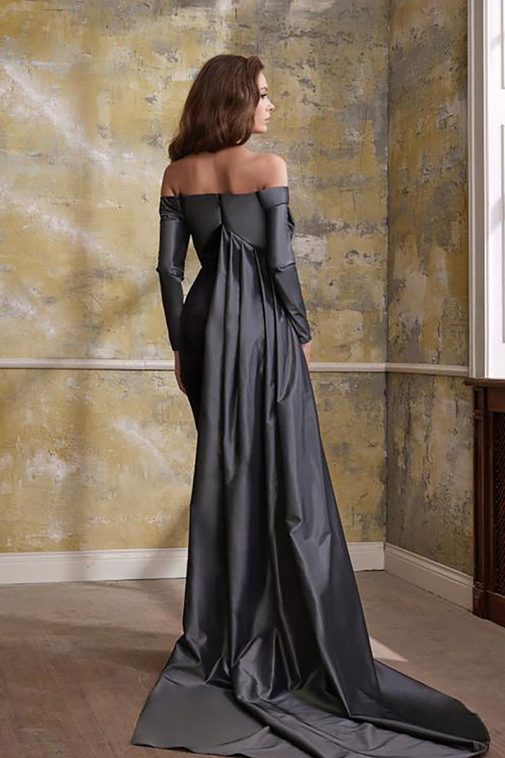 Velvet and Tafta Dress with Cape Detail