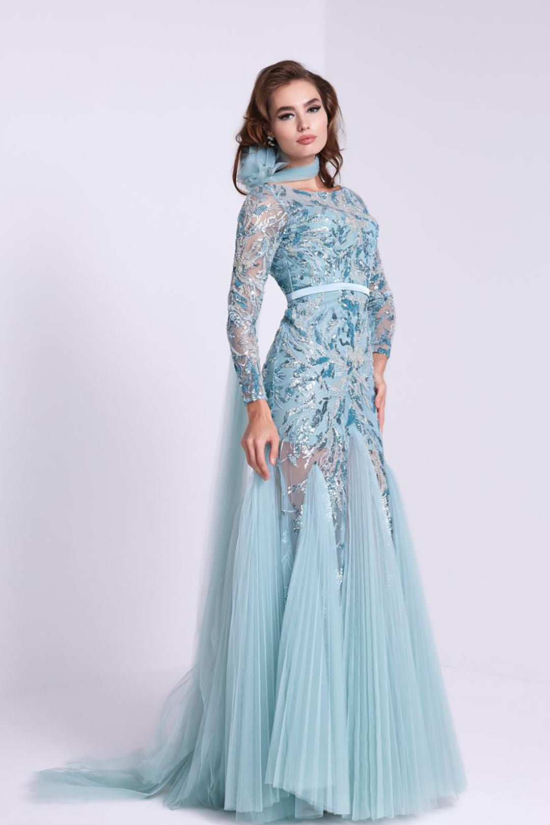 Scoop-Neck Mermaid Dress with Tail Light Blue / US 6 Scoop-Neck Mermaid Dress with Tail Light Blue / US 6