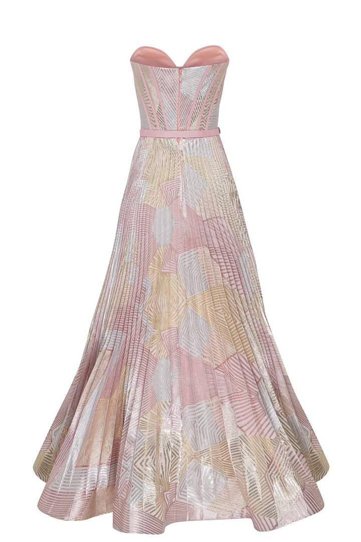 Organza Short Dress with Belt and Corset