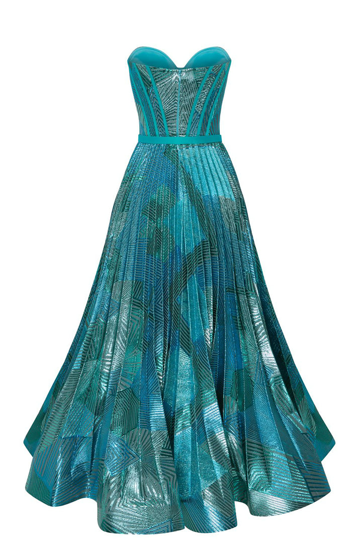 Organza Short Dress with Belt and Corset