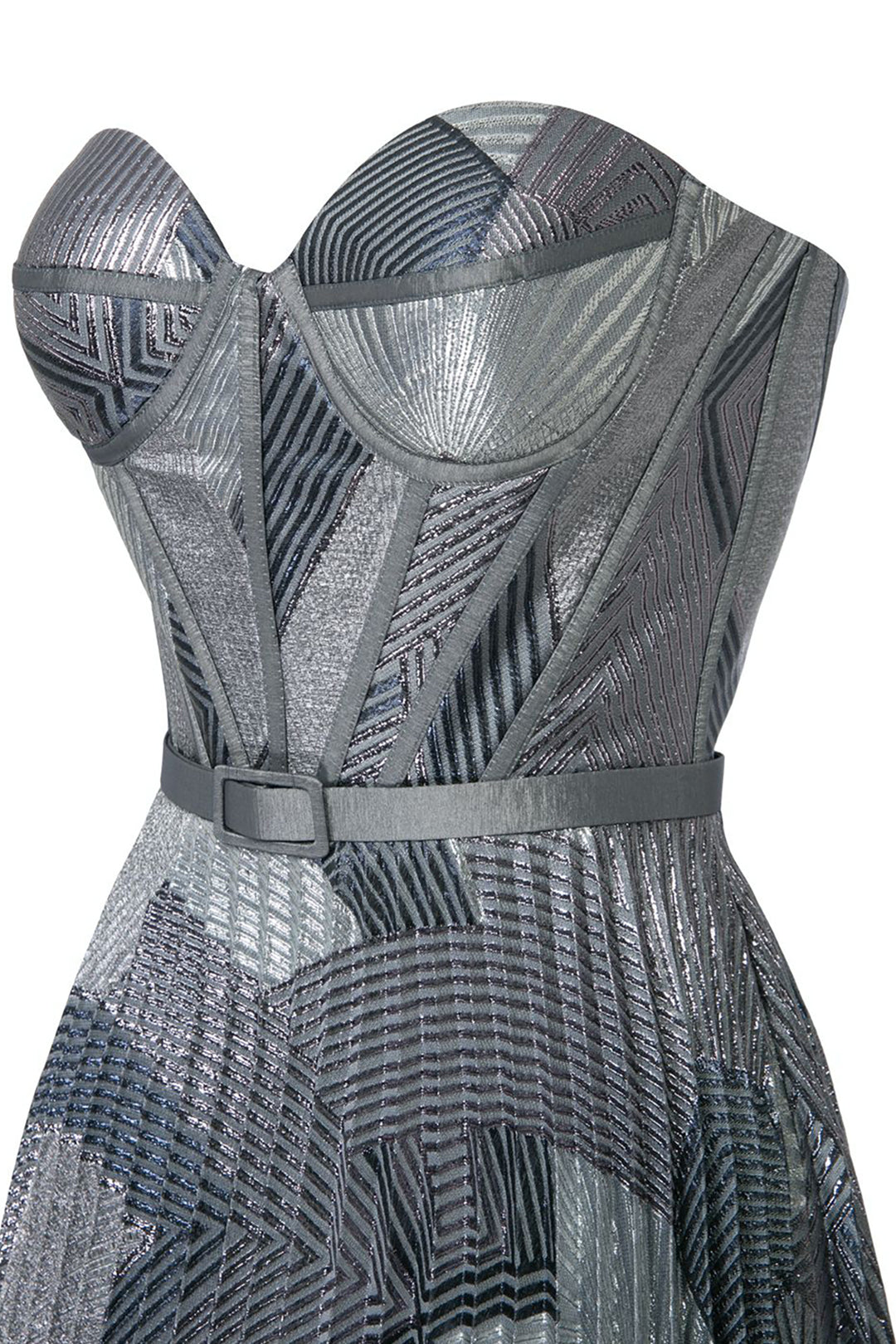 Organza Short Dress with Belt and Corset