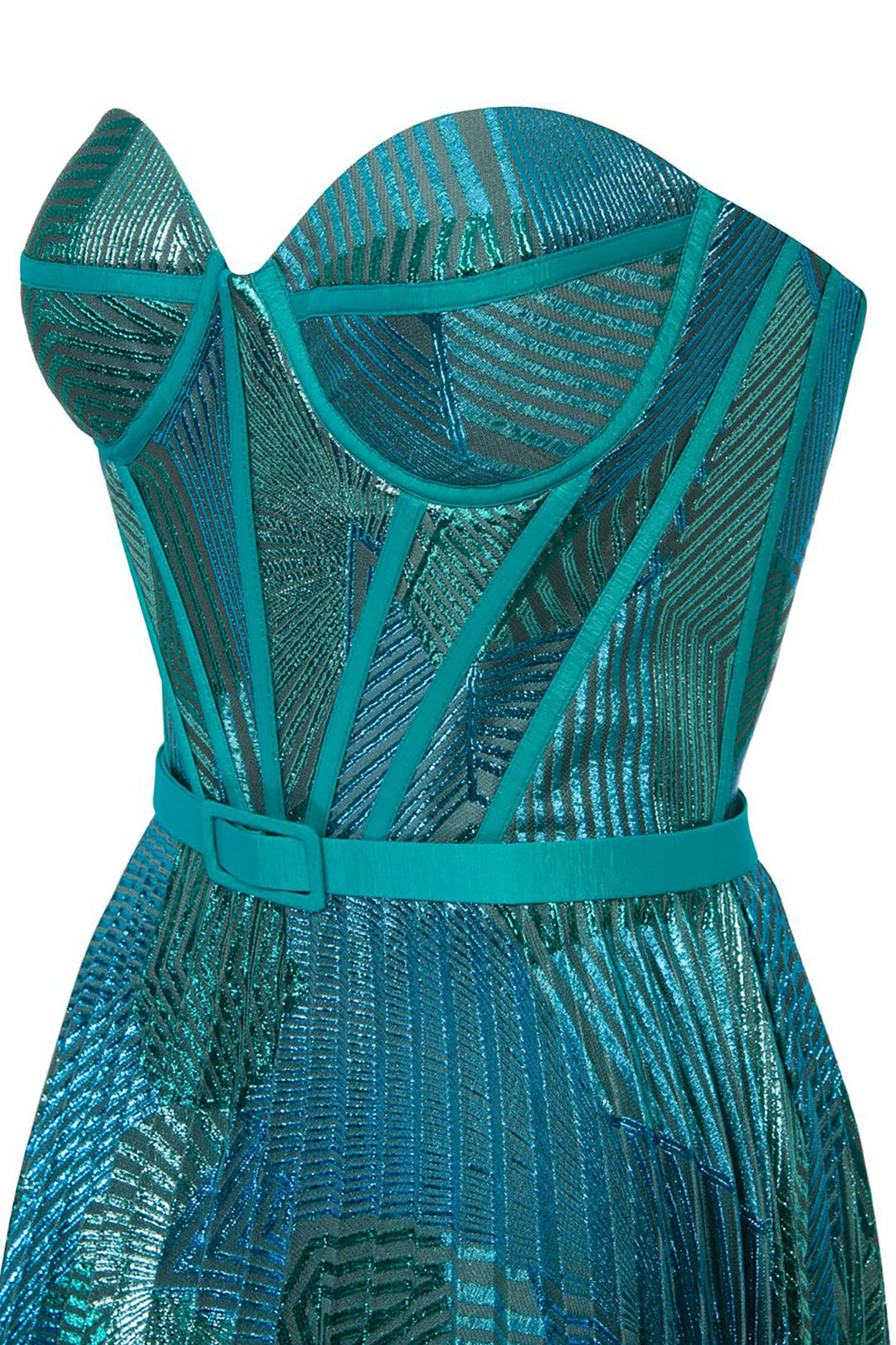 Organza Short Dress with Belt and Corset