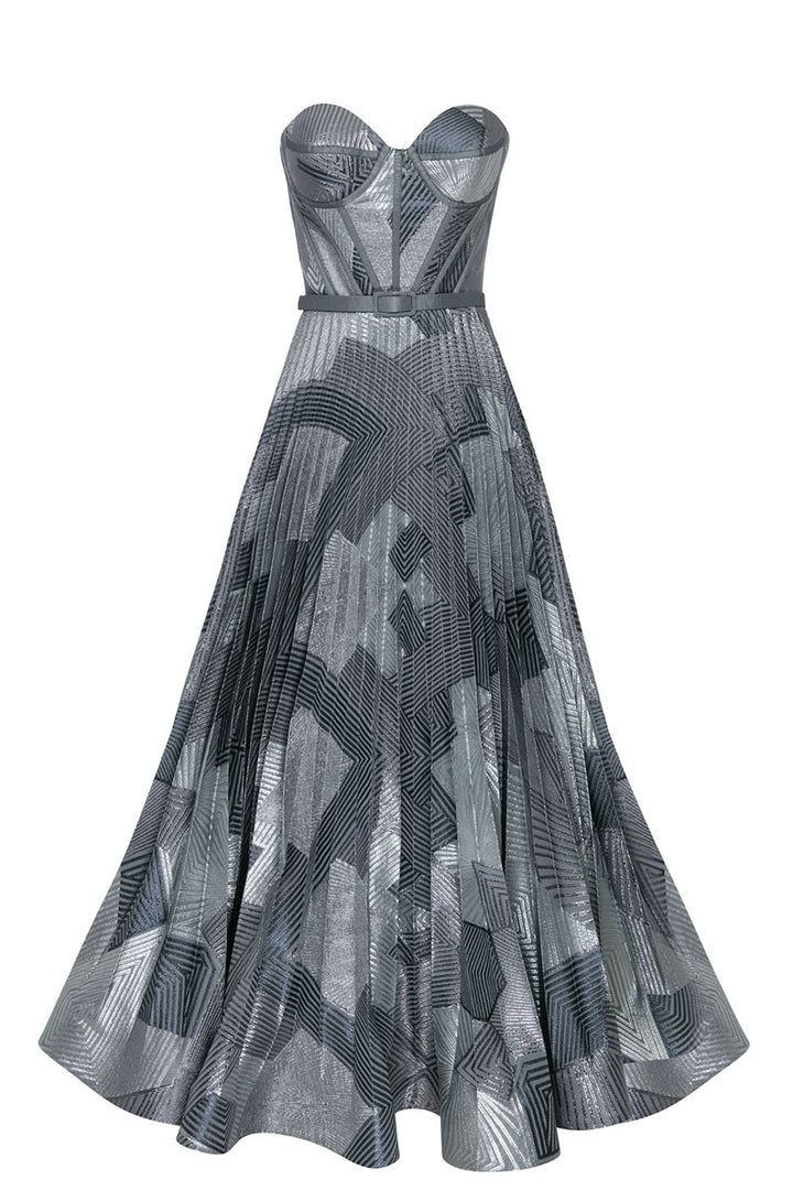 Organza Short Dress with Belt and Corset