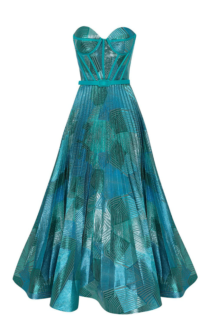 Organza Short Dress with Belt and Corset