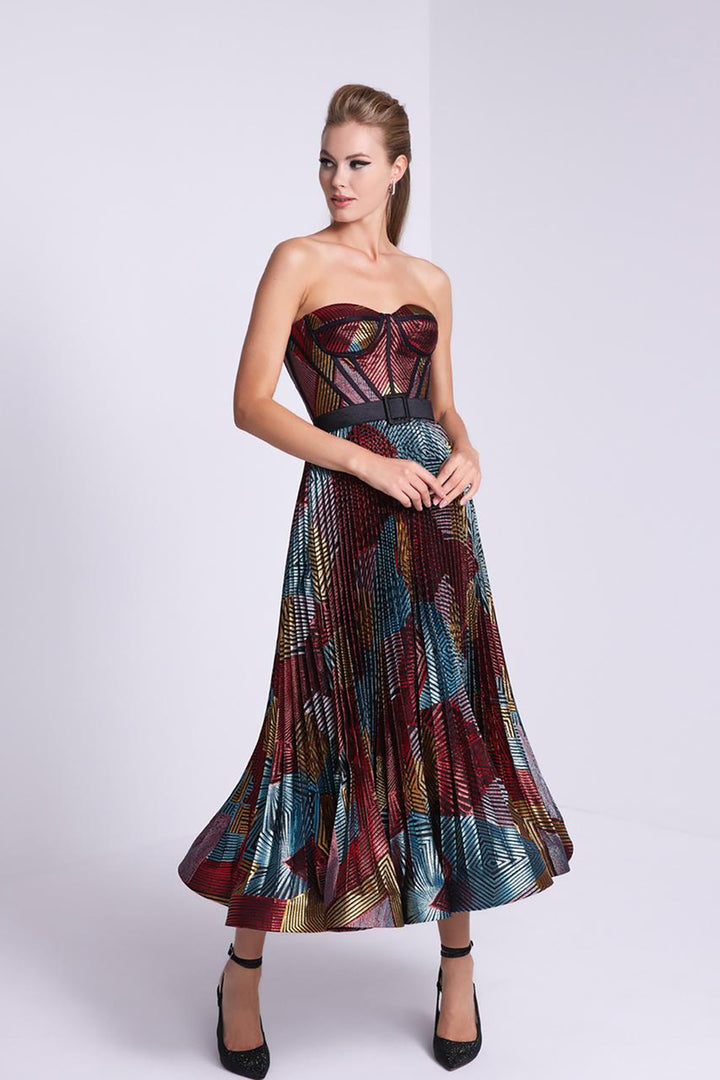 Organza Short Dress with Belt and Corset