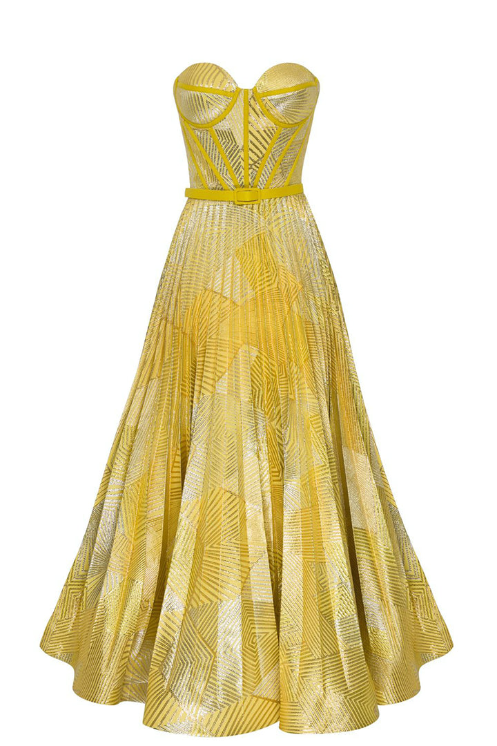 Organza Short Dress with Belt and Corset