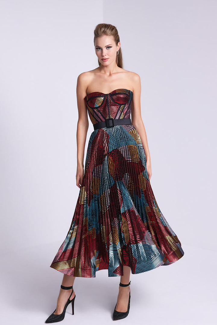 Organza Short Dress with Belt and Corset