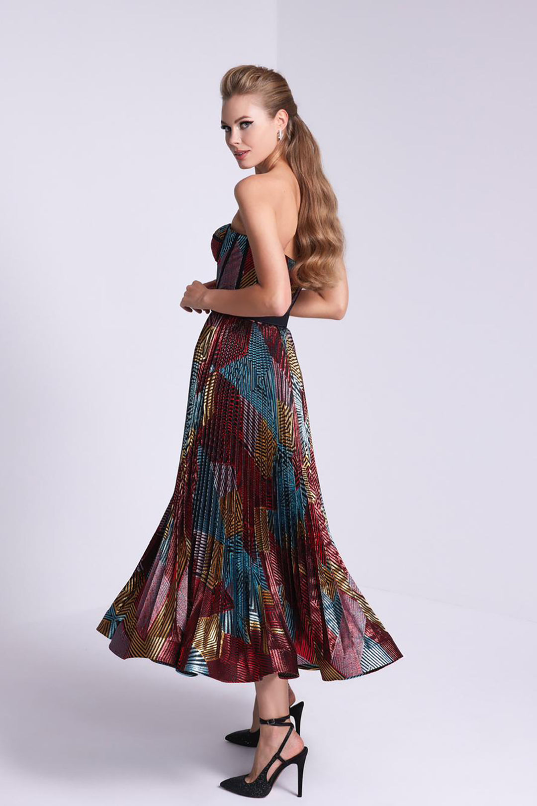 Organza Short Dress with Belt and Corset