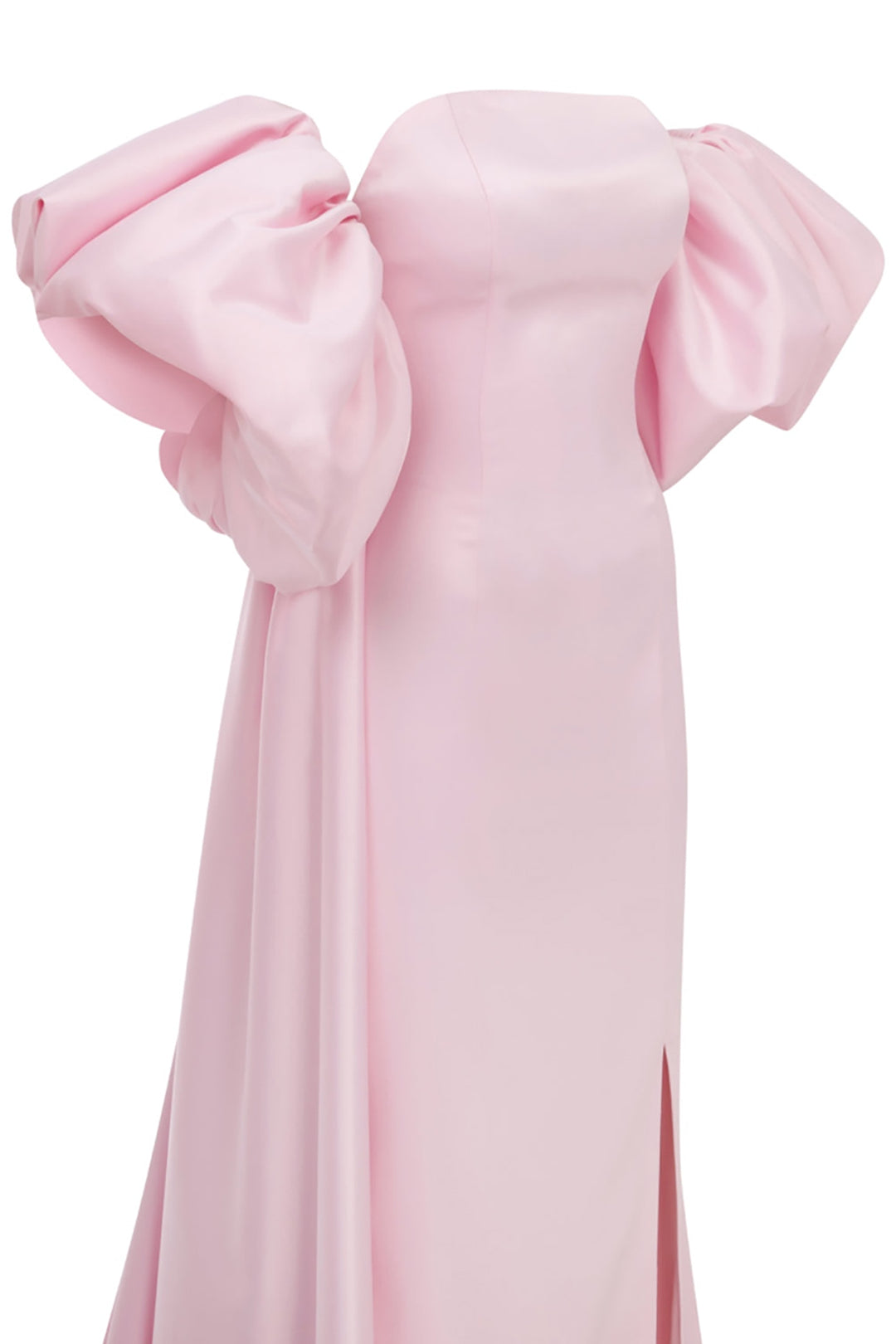 Crepe Long Dress with Satin Silk Details