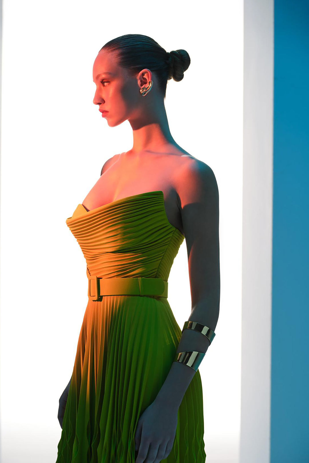 Crepe Strapless Dress with Bust Drape