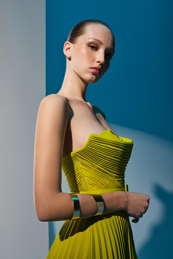 Crepe Strapless Dress with Bust Drape