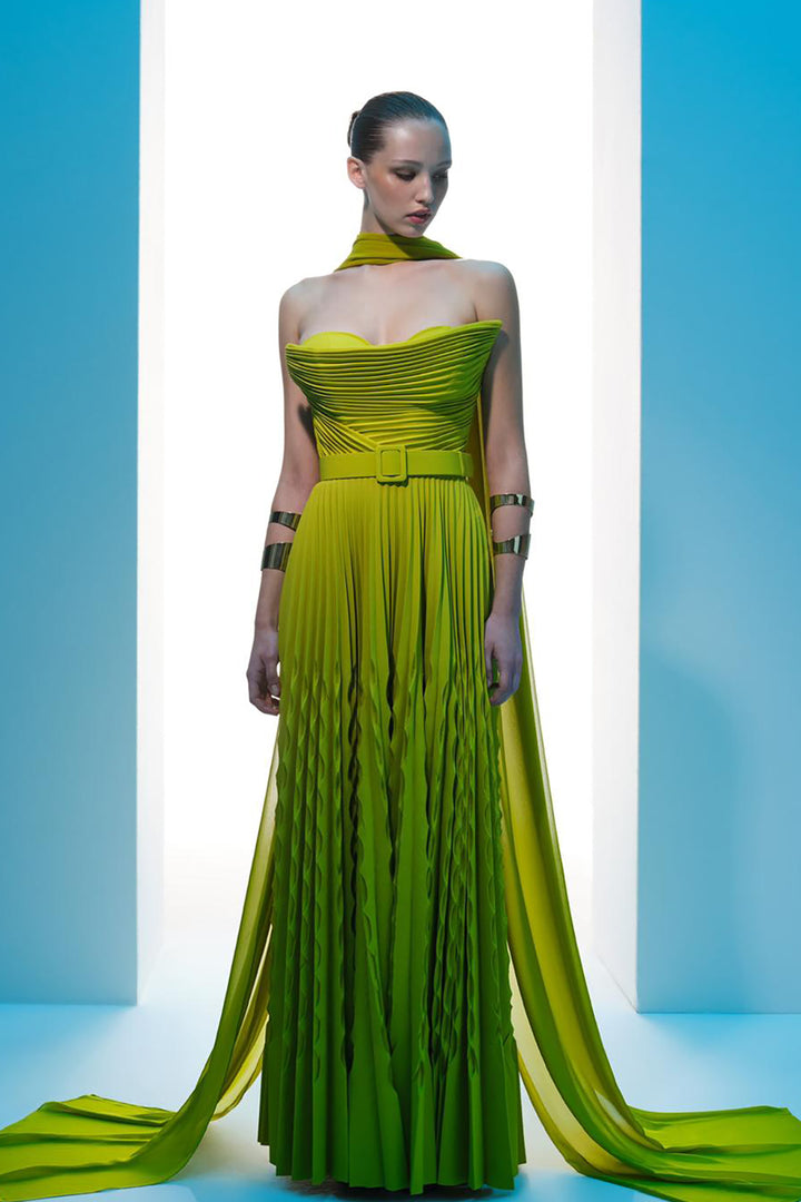 Crepe Strapless Dress with Bust Drape