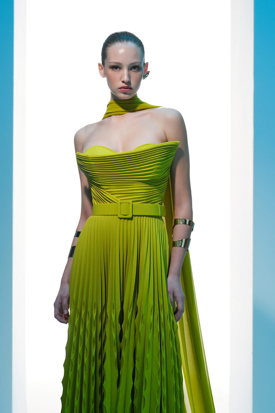 Crepe Strapless Dress with Bust Drape